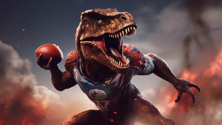Velociraptor Football Star Hilarious Dinosaur Art in 4K wallpaper