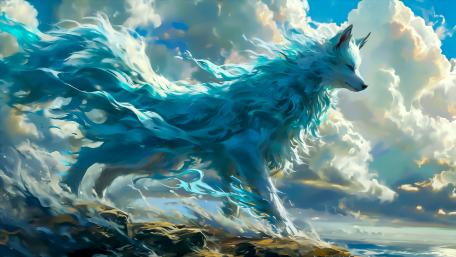 Ethereal Wolf in a Mystical Realm wallpaper