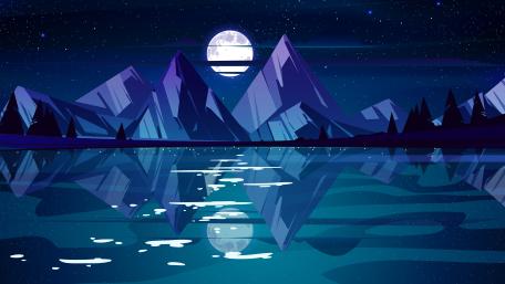 Nightscape Serenity in Digital Blue wallpaper