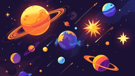 Planetary Symphony of Colors and Light wallpaper