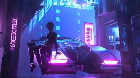 Neon Nightscape in a Cyberpunk City wallpaper