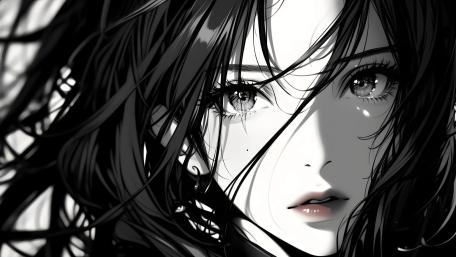 Ethereal Monochrome Beauty of Anime Art wallpaper