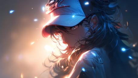 Enigmatic Anime Beauty in a Cap wallpaper