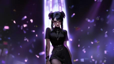 Gothic Anime Elegance in Purple and Black wallpaper