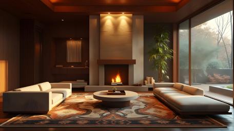 Elegant Living Space with Modern Design Elements wallpaper