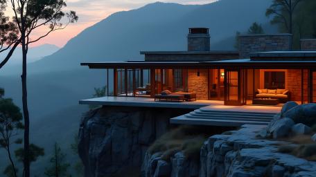 Modern Serenity in a Mountain Retreat wallpaper