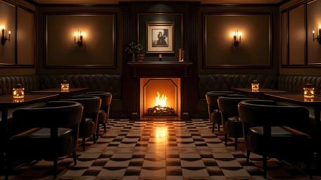 Restaurant Charm and Warmth by the Fireplace wallpaper