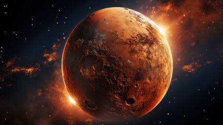 Mars in Cosmic Radiance: AI Art in 4K wallpaper