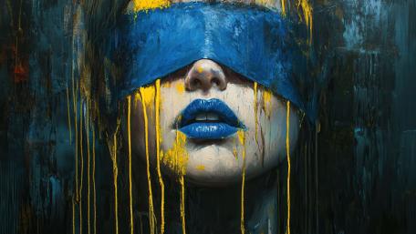 Blindfolded Expression in Bold Colors wallpaper