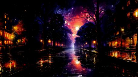 Mystical Midnight in Vibrant Nightscape wallpaper