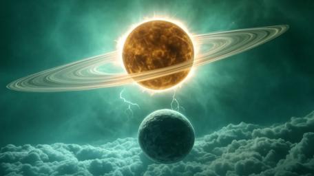 Enigmatic Cosmic Sky: Mystical Planetary Dance wallpaper
