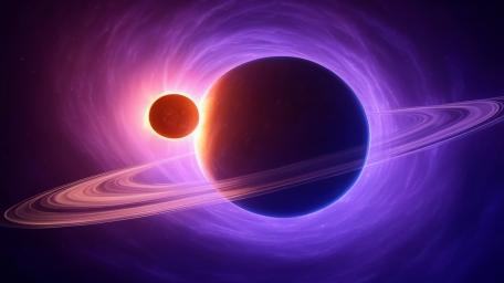 Orbital Harmony in Purple Cosmos wallpaper