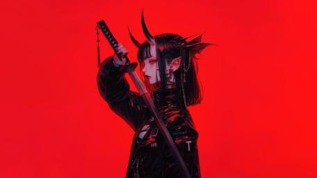 Demonic Samurai Cyberpunk Aesthetic wallpaper