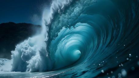 Tidal Majesty Digital Waves Aesthetic 8K Wallpaper wallpaper