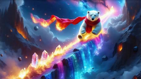Rainbow River Guardian Polar Bear wallpaper