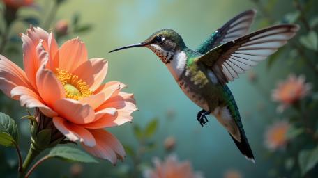 Hummingbird Harmony in Digital Bloom wallpaper