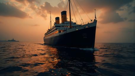 Majestic Ocean Liner at Dusk wallpaper