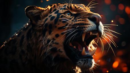 Fierce Leopard Roaring in the Wild wallpaper
