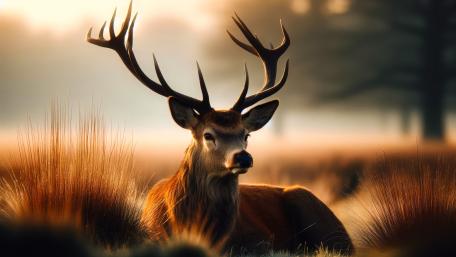 Brilliant Morning with Majestic Red Deer Buck wallpaper