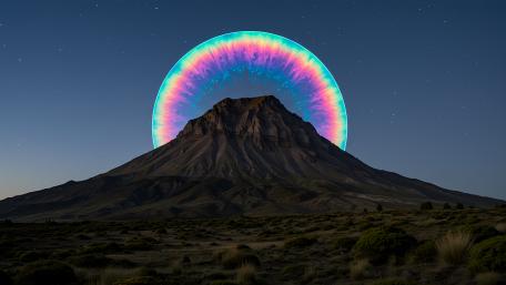 Rainbow Halo Over Majestic Volcano wallpaper