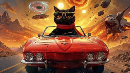 Black Cat In Corvette wallpaper