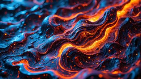 Waves of Fiery Imagination in Abstract AI Design wallpaper