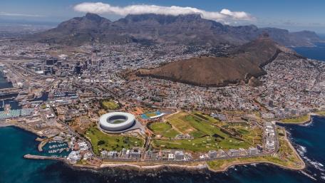 Majestic Aerial View of Cape Town's Coastline and Cityscape wallpaper