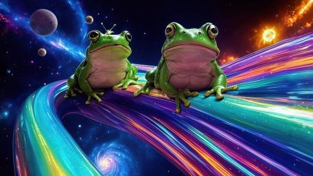2 Frogs On a Rainbow wallpaper