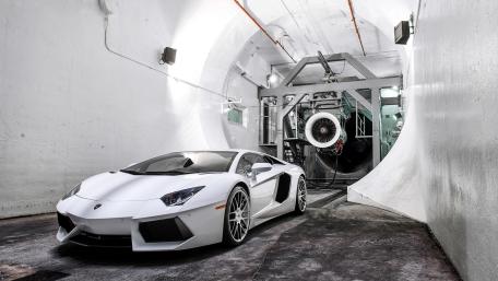 Lamborghini Aventador in Futuristic Tunnel wallpaper