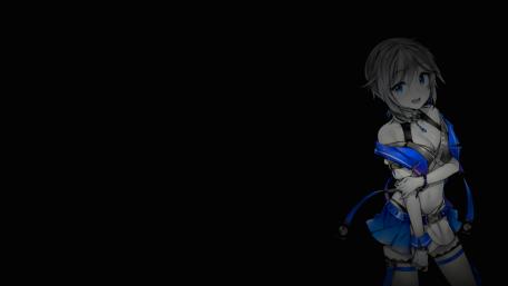 Anime Girl on Black with Vivid Blue Accents wallpaper