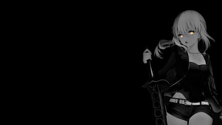 Anime Elegance in Darkness: Yellow Accents wallpaper