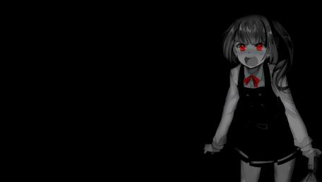Anime Girl with Striking Red Eyes in the Dark wallpaper