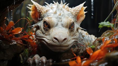 Baby White Dragon in Enchanted Grove wallpaper