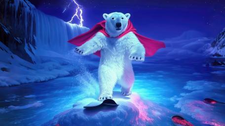 Neon Water Skiing Polar Bear wallpaper