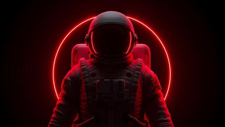 Astronaut in Luminous Red Glow wallpaper