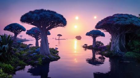 Purple Lake On Saturn wallpaper