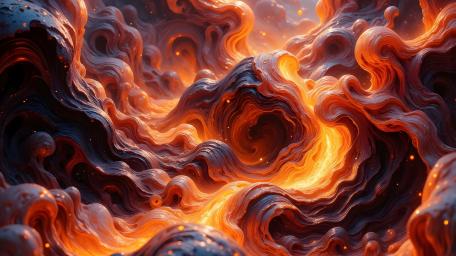 Ethereal Waves of Fiery Abstraction wallpaper