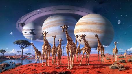 Giraffes On Mars wallpaper