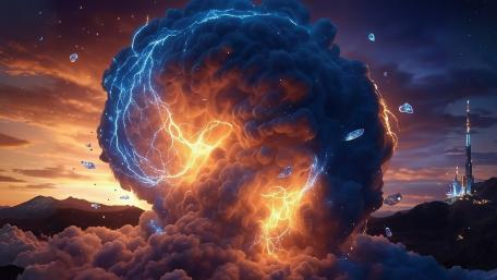 Electric Storm Unleashed in a Fantasy Realm wallpaper