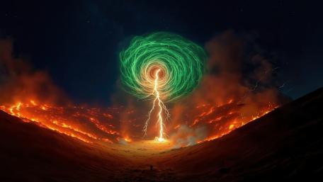Fiery Lightning wallpaper