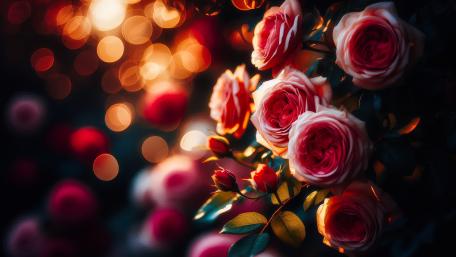 Roses in the garden on a morning wallpaper
