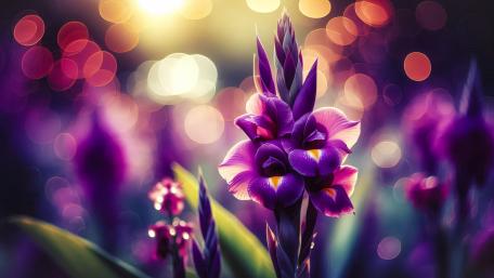 Purple Iris in Dreamlike Glow wallpaper
