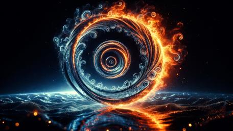 Water and fire against each other wallpaper