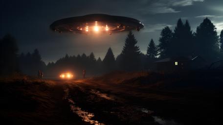 Alien Encounter at Dusk: A Sci-Fi Adventure wallpaper