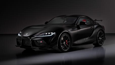 Toyota GR Supra in Sleek Black Elegance wallpaper