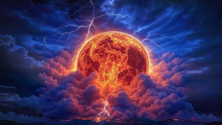 Thunderstorm Moon: Celestial Clash of Elements wallpaper