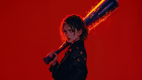 Fiery Persona Against the Crimson Night wallpaper