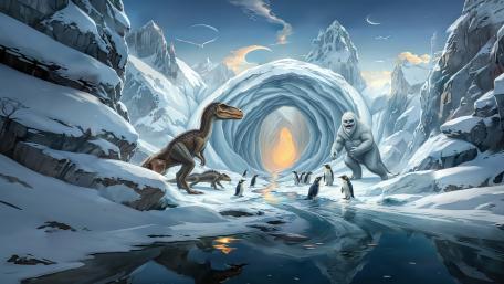 Dino vs Yeti wallpaper