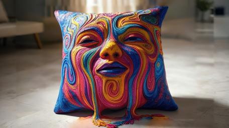 Surreal Dreamscape Pillow Art in Vivid Colors wallpaper