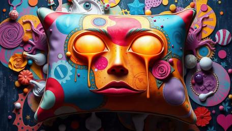 Dreamscape Pillow with Surreal Face in 4K Detail wallpaper